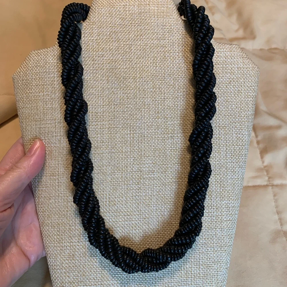 Vintage wooden bead multi strand necklace